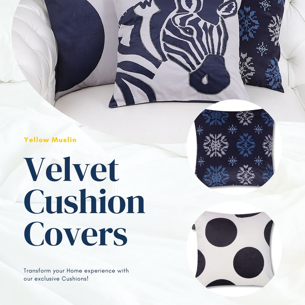 Indigo Safari Hand Embroidered Cushion Cover – Set of 5