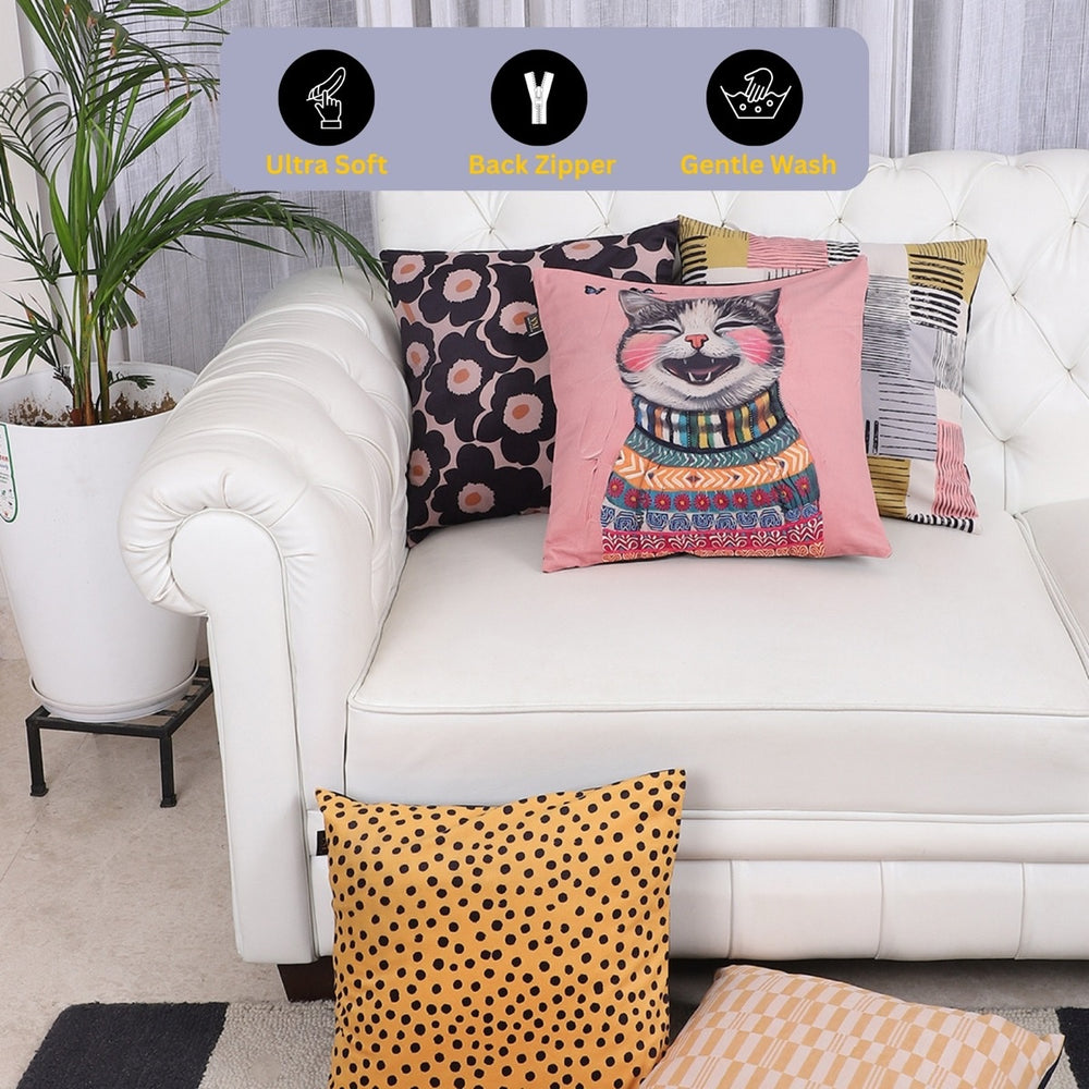 Whimsical Cat & Co. Cushion Covers – Set of 5