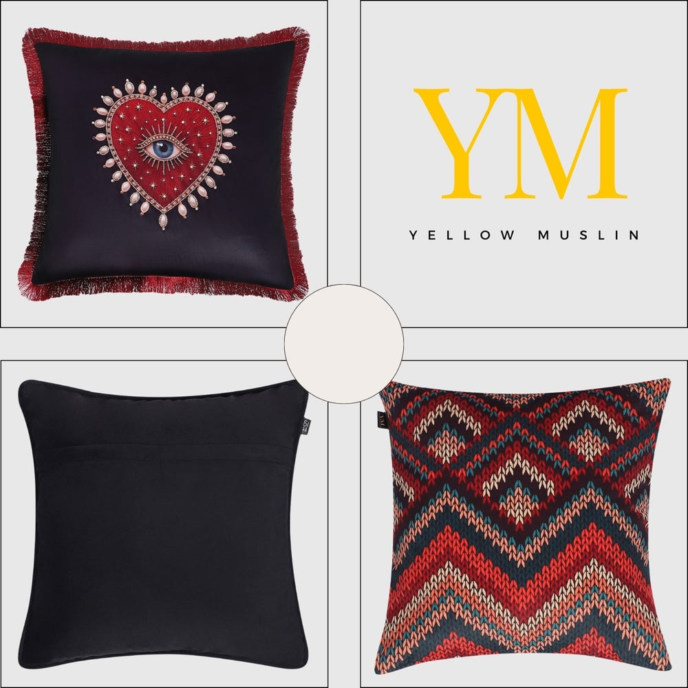 Evil Eye Heritage Velvet Cushion Cover – Set of 3