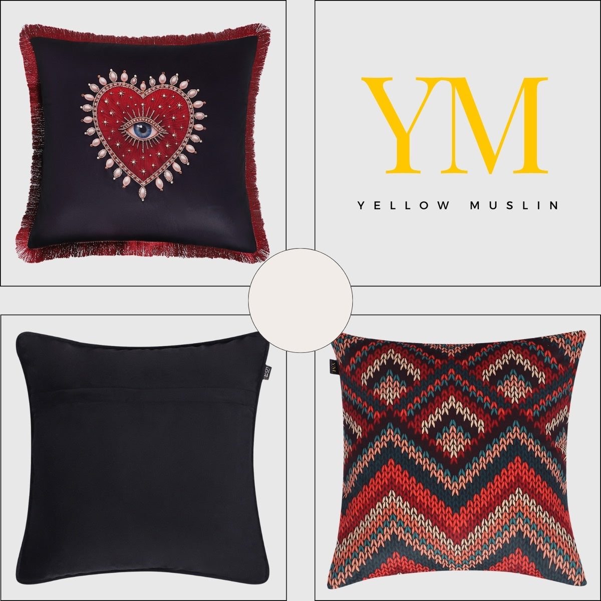 Evil Eye Heritage Velvet Cushion Cover – Set of 3