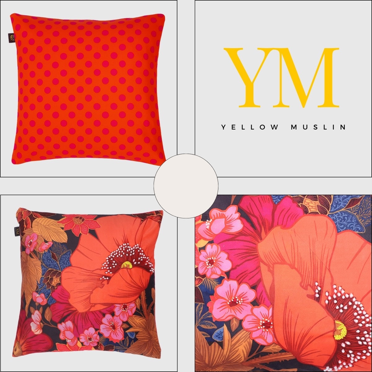 Retro Botanica Hand Embroidered Cushion Covers – Set of 5