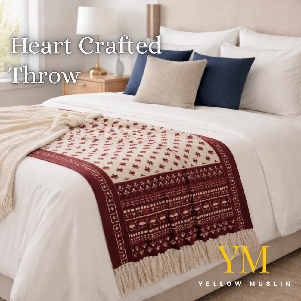Burgundy Heritage Hand Printed Throw