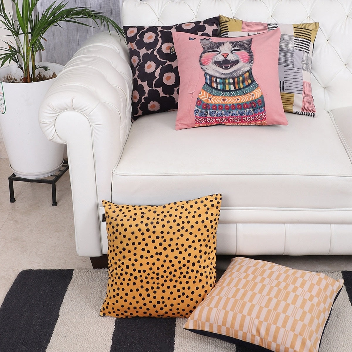 Whimsical Cat & Co. Cushion Covers – Set of 5