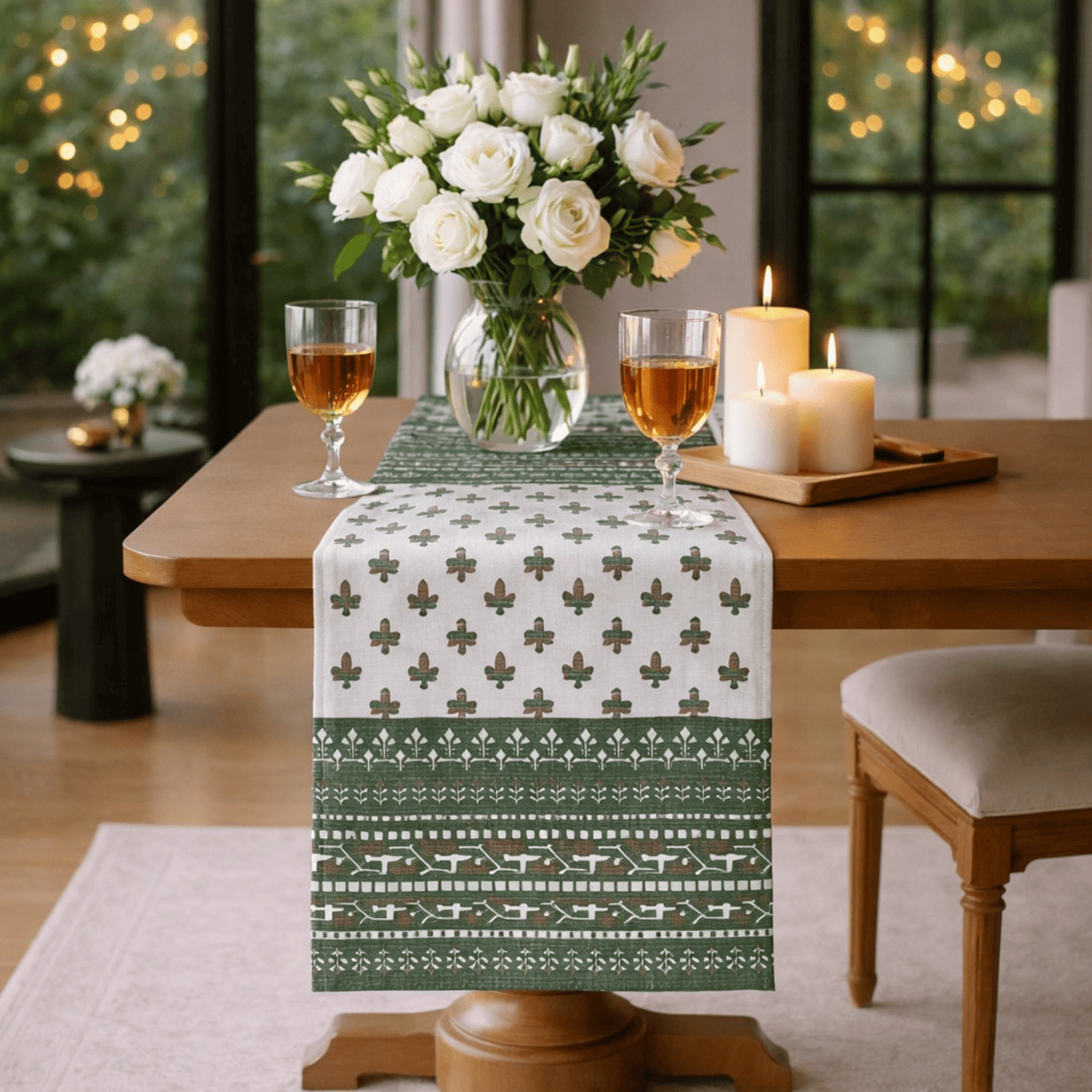 Green Garden Handcrafted Table Runner