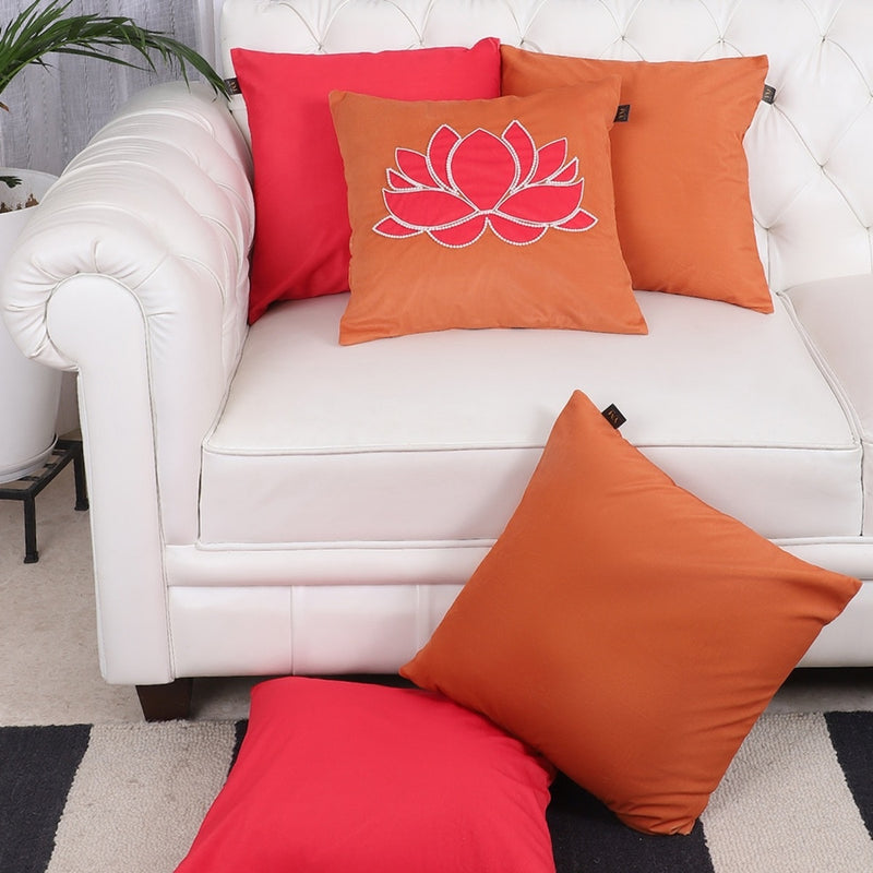 Lotus Grace Hand Embroidered Cushion Covers – Set of 5