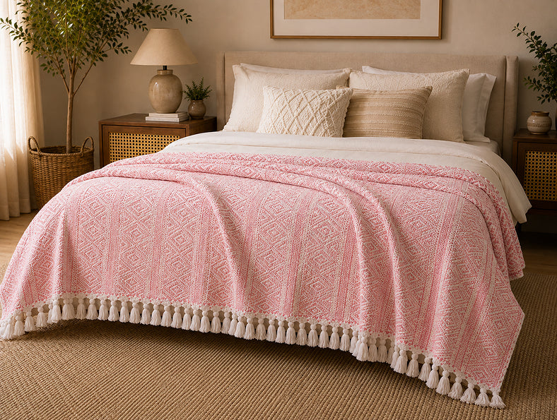 Blush Diamond Handwoven Cotton Throw