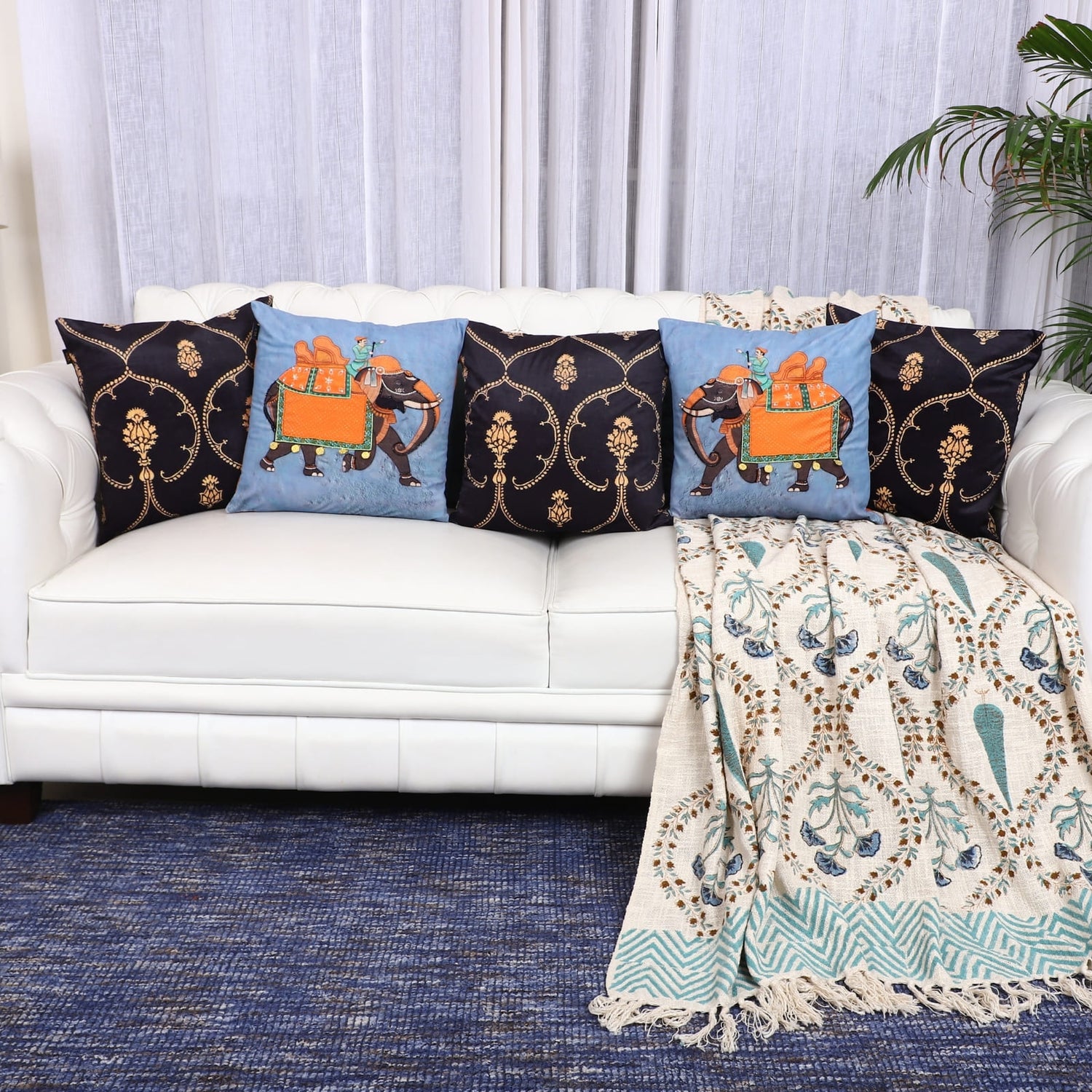 Royal Elephants – Designer Cushion Collection The Palace Edit – Set of 5