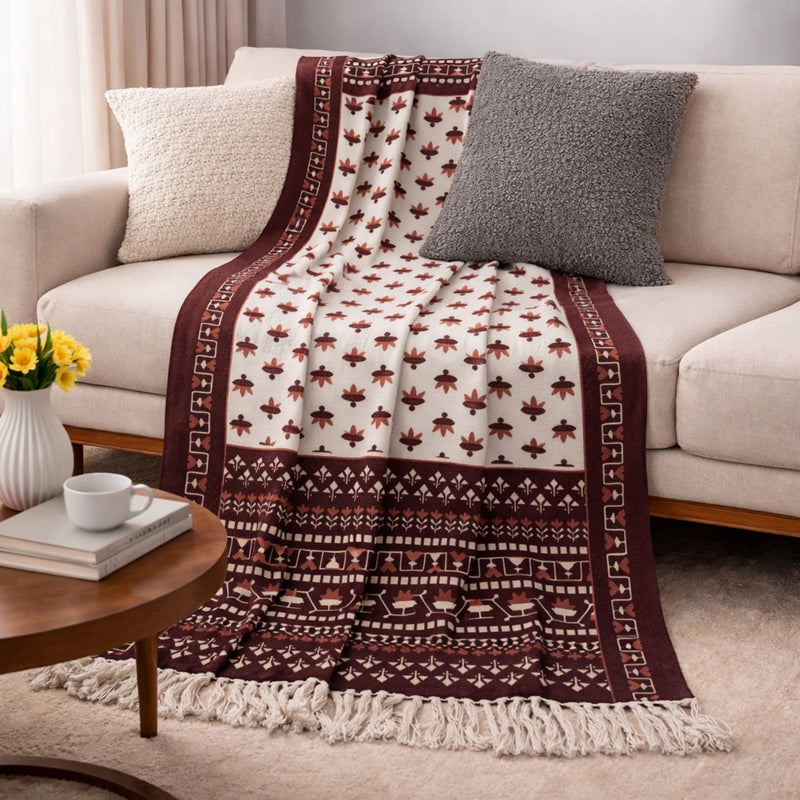 Burgundy Heritage Hand Printed Throw