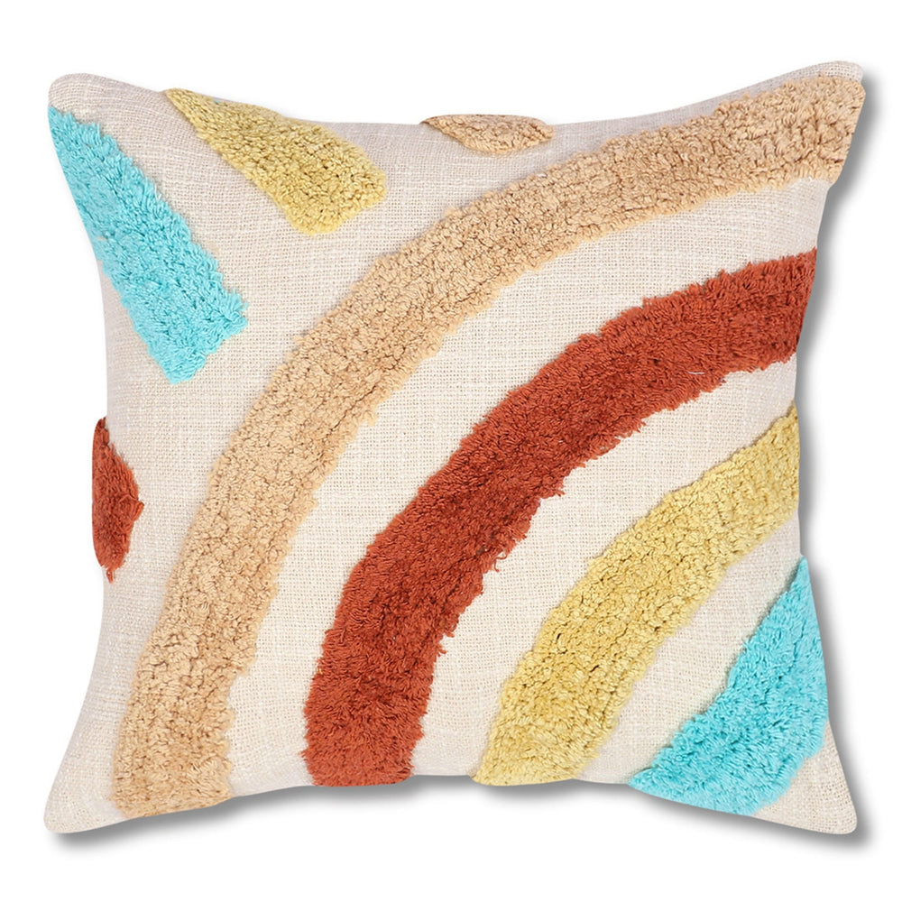 Hand Tufted Cotton Rainbow Cushion Covers – Set of 2