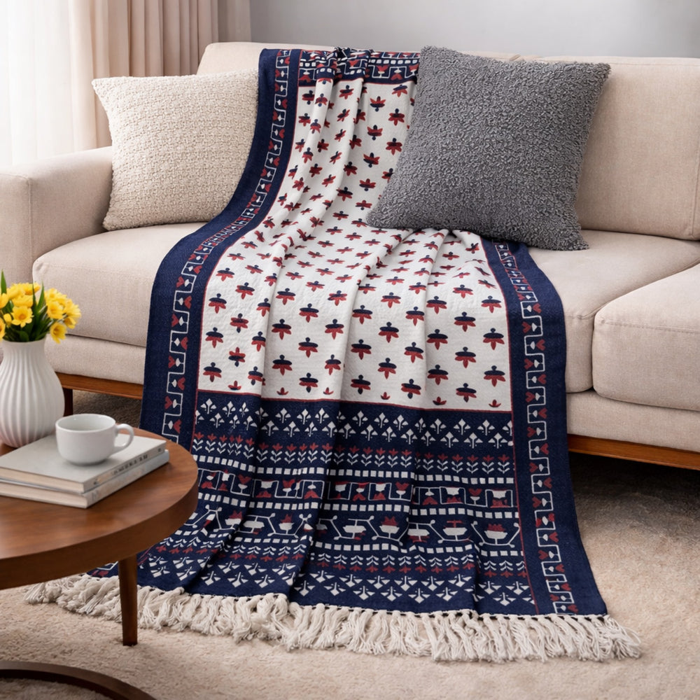 Indigo Folk Heritage Hand Printed Throw