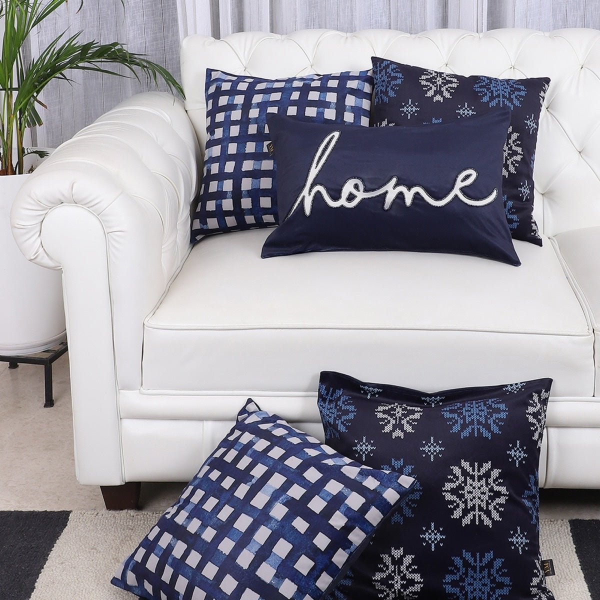 Indigo Home Collection – Handcrafted Cushion Covers – Set of 5