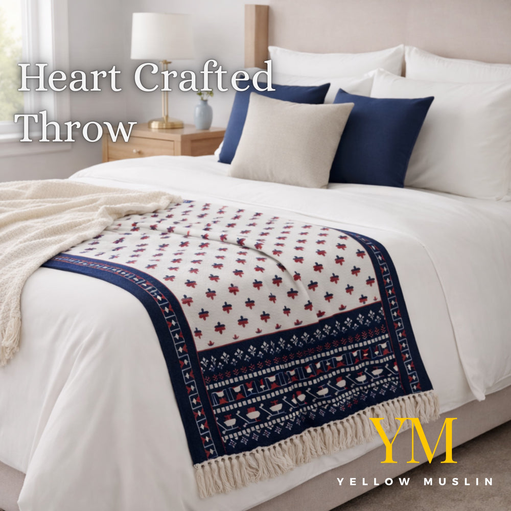 Indigo Folk Heritage Hand Printed Throw