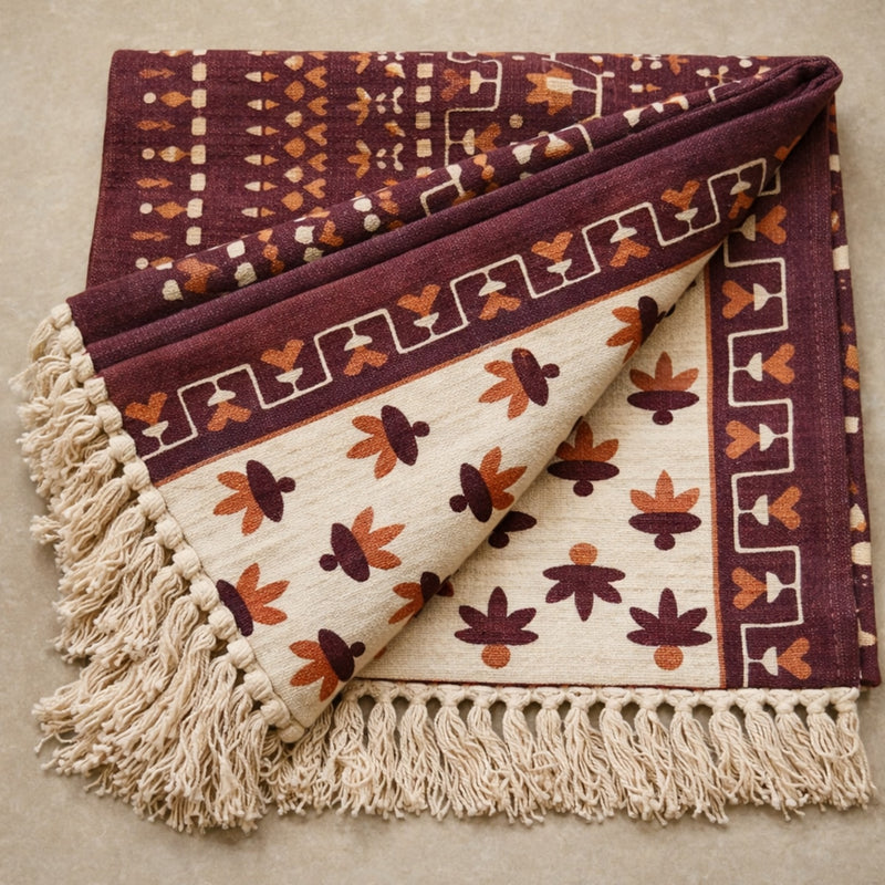 Burgundy Heritage Hand Printed Throw