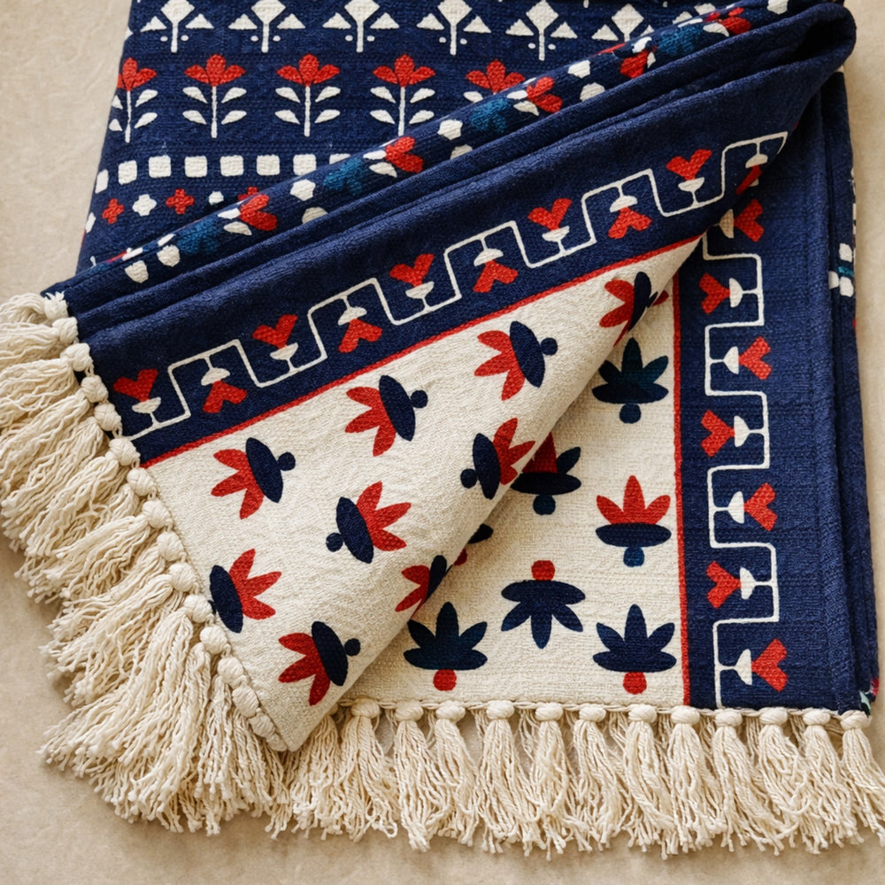 Indigo Folk Heritage Hand Printed Throw