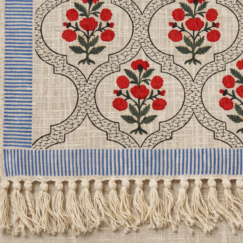 Rose Heritage Hand Block Printed All-Season Throw