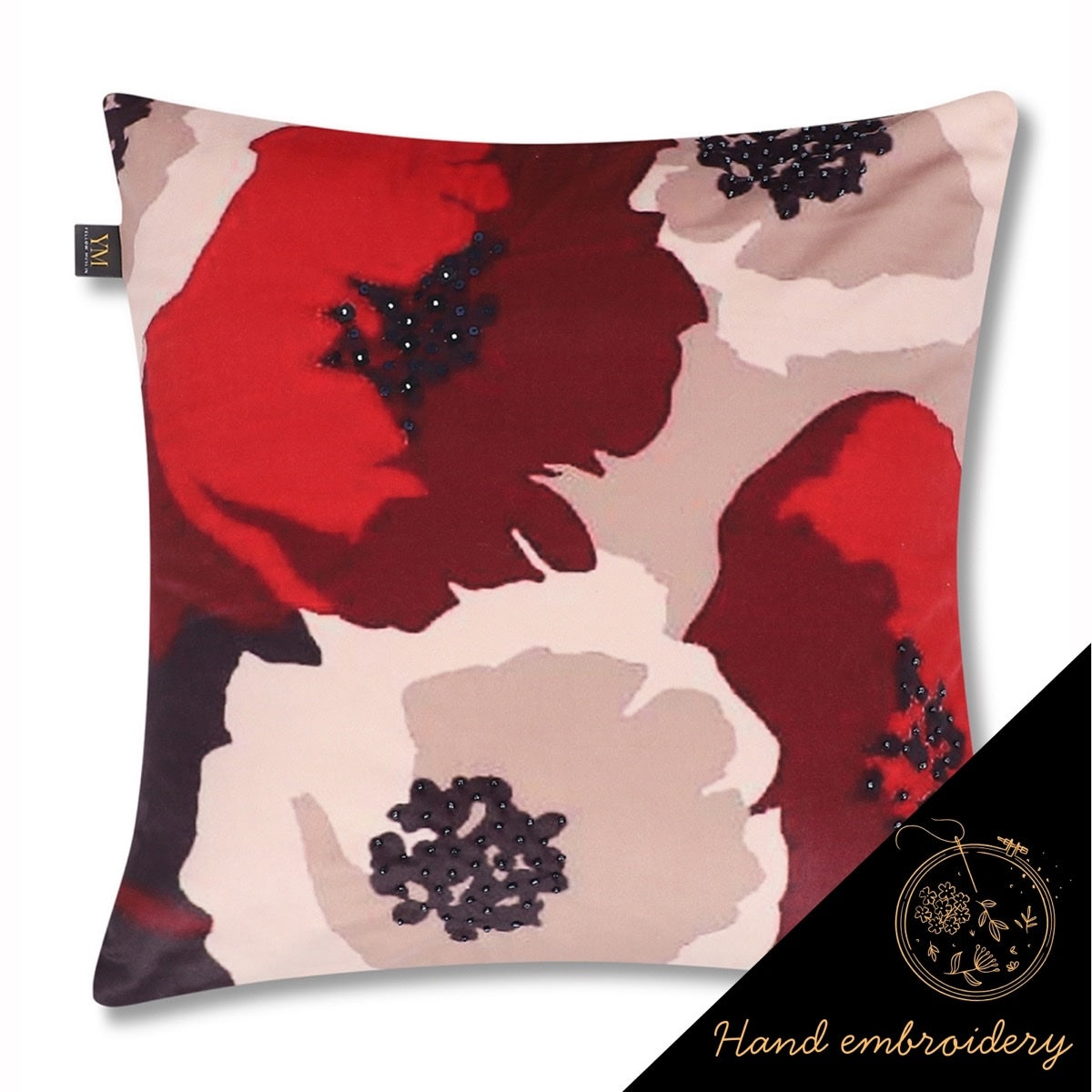 Retro Maroon& ivory  Velvet Cushion Covers – Set of 3