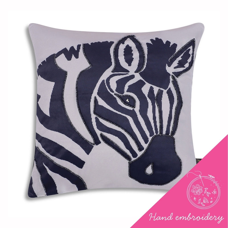 Indigo Safari Hand Embroidered Cushion Cover – Set of 5