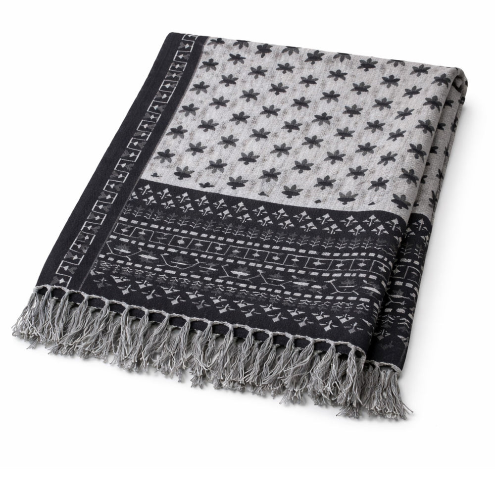 Monochrome Artisan Hand Printed Throw