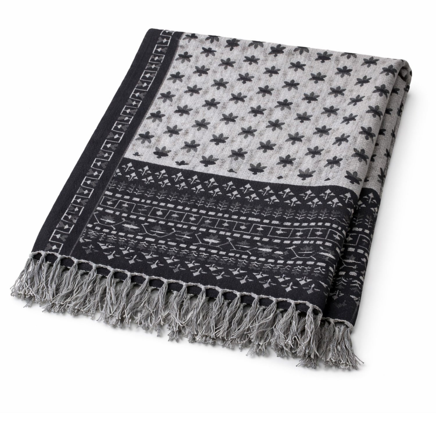 Monochrome Artisan Hand Printed Throw