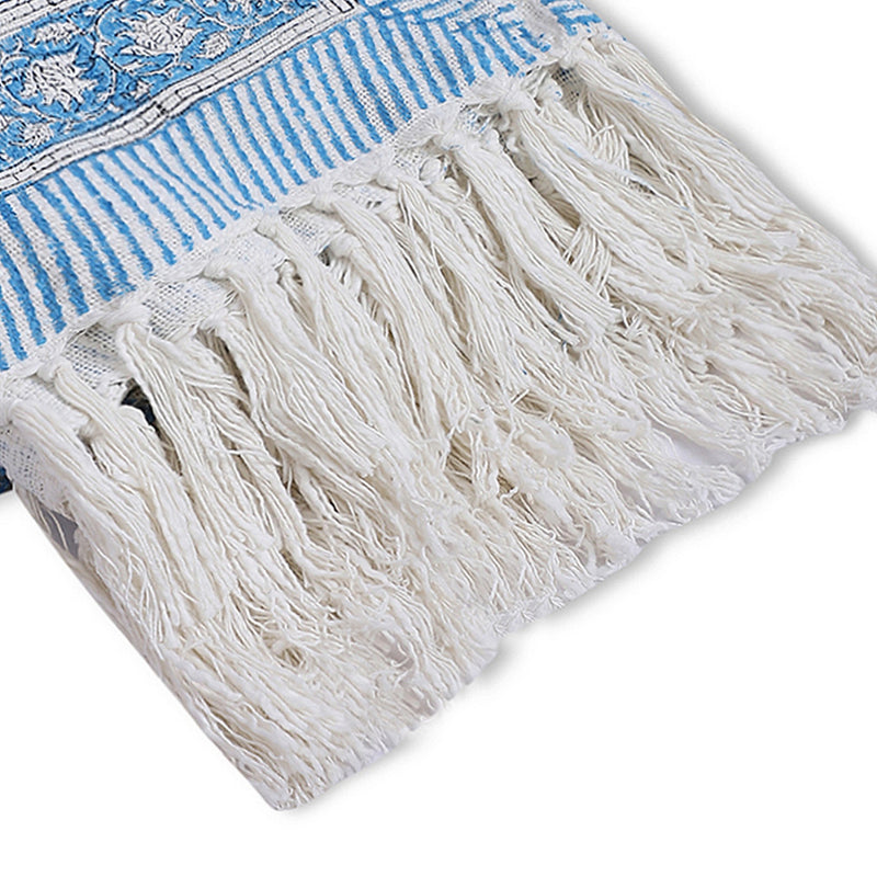 Indigo Bloom Hand Block Printed All-Season Throw