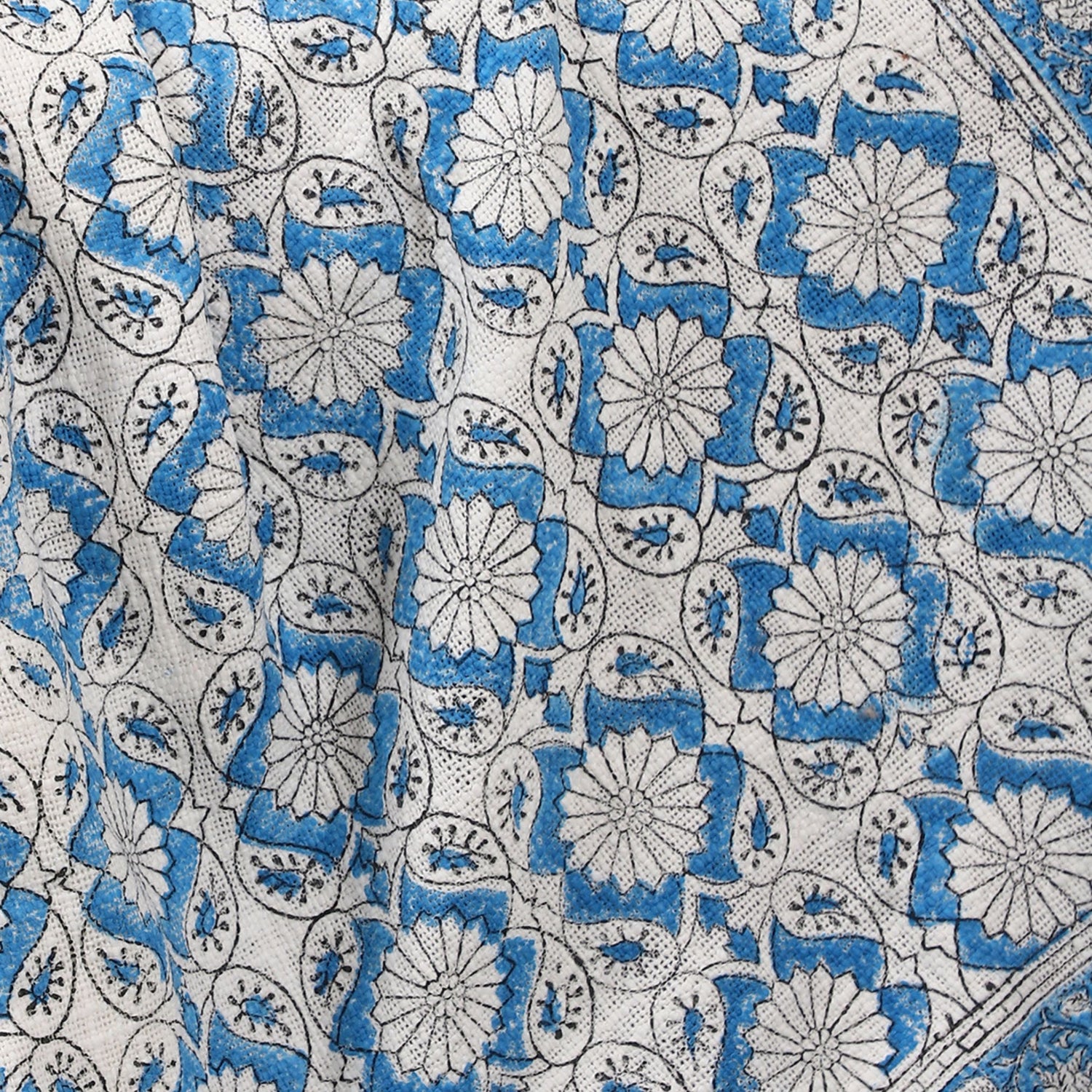 Indigo Bloom Hand Block Printed All-Season Throw