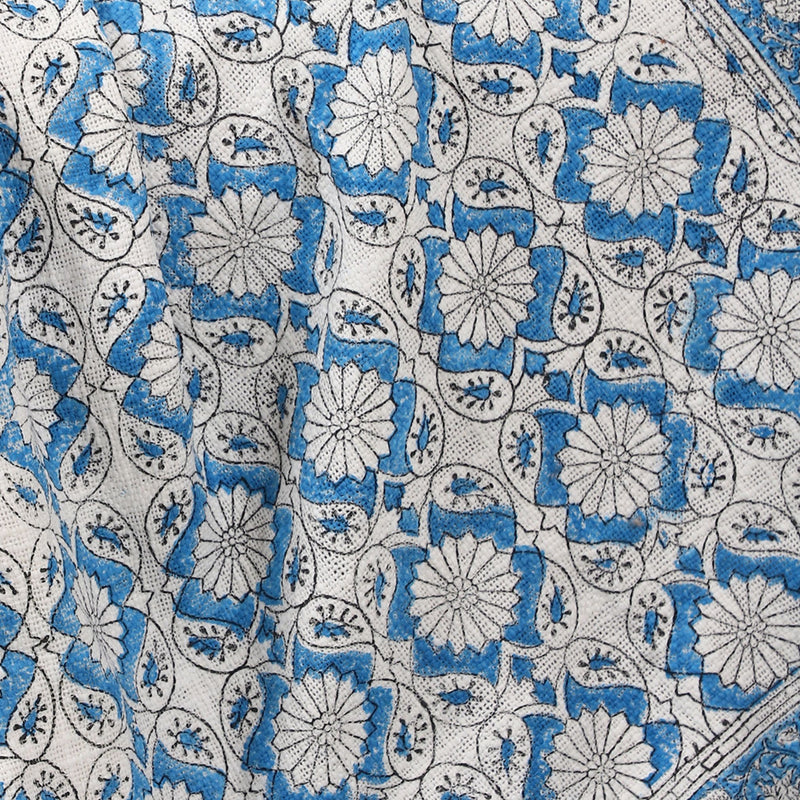 Indigo Bloom Hand Block Printed All-Season Throw