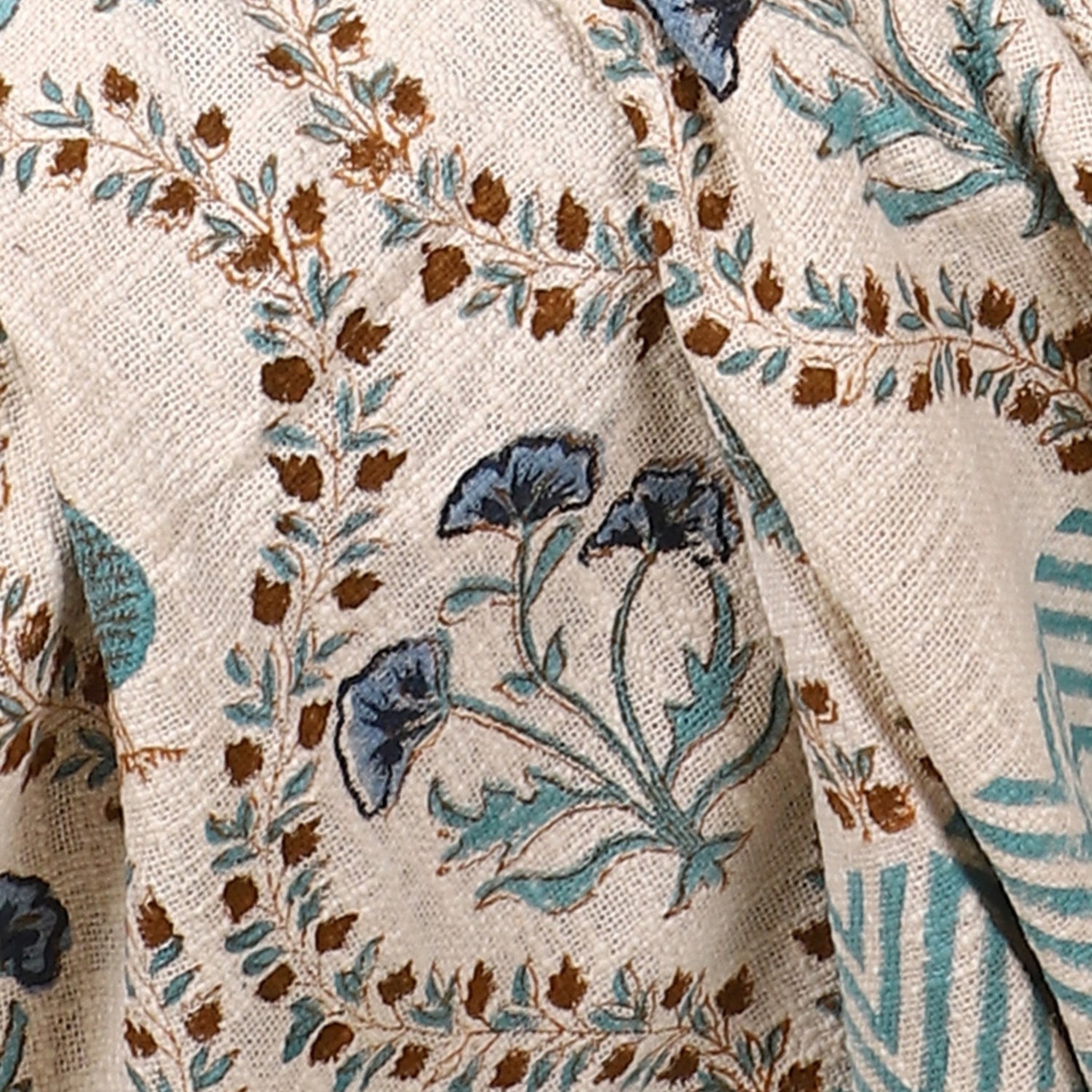 Teal Garden Heritage Hand Block Printed Throw