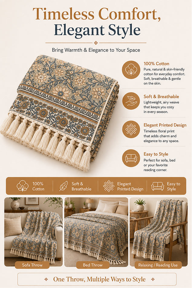 Persian Garden Cotton Throw