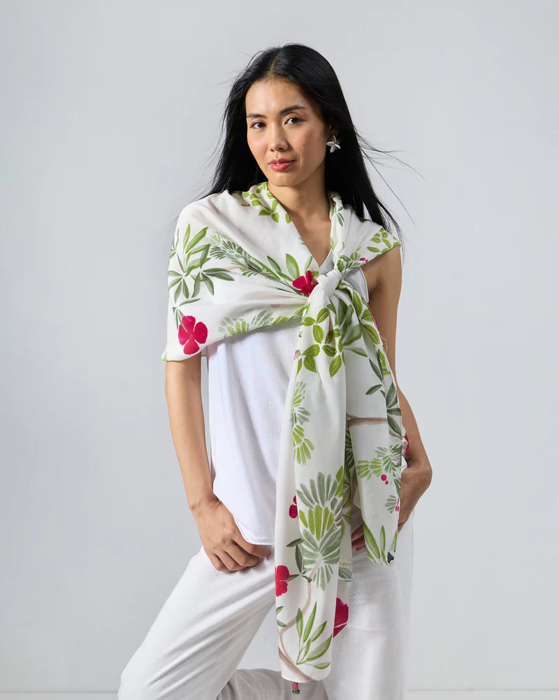 Alaya Scarf - White & Green