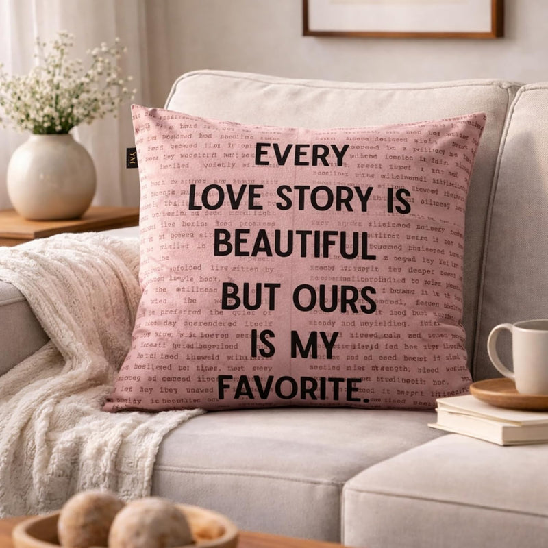 Every Love Story Cushion Cover For Him And Her