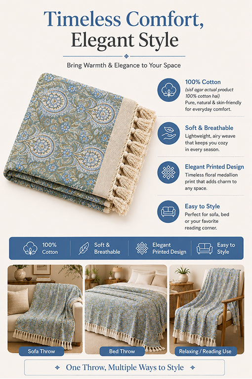 Azure Medallion Heritage Throw