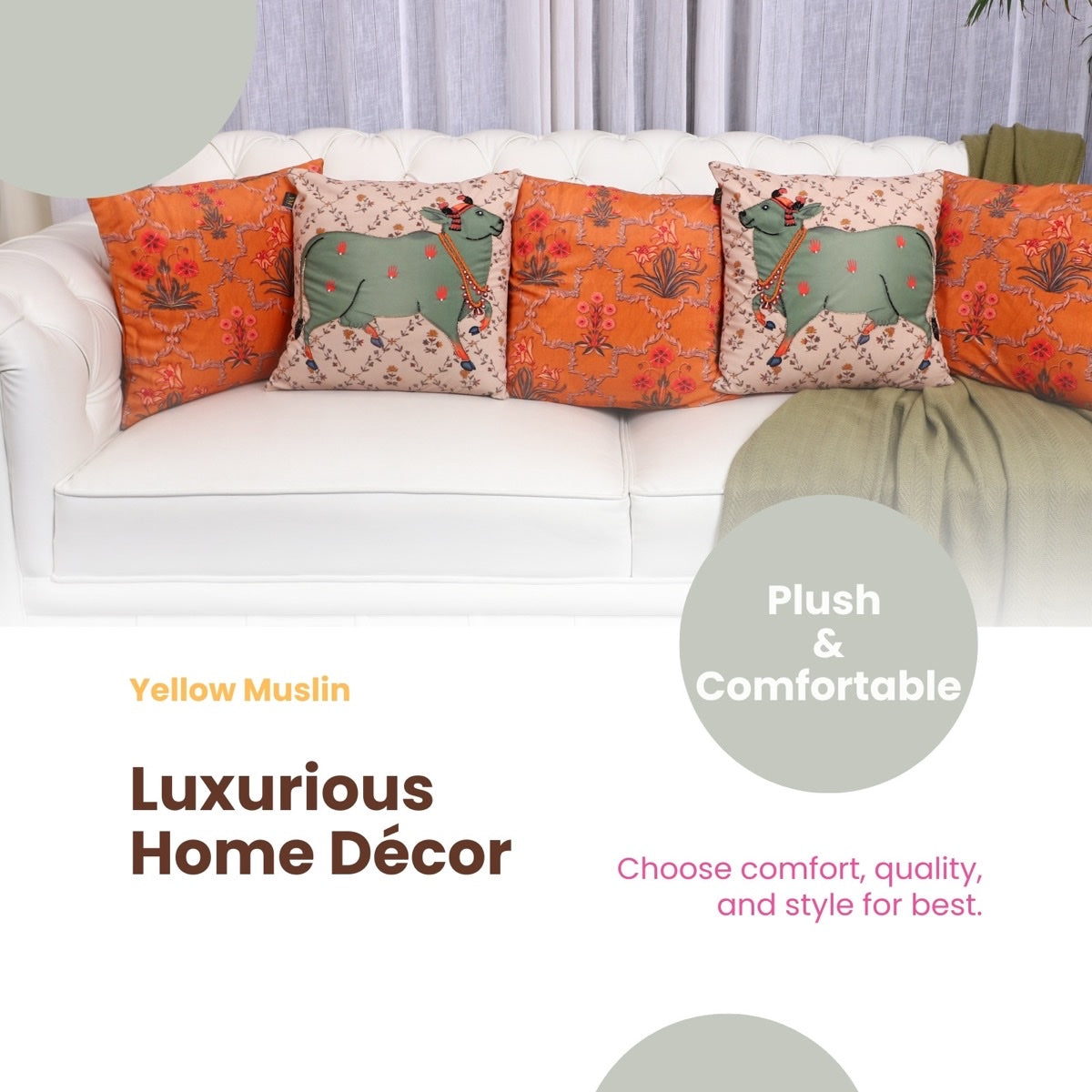 The Nandi Collection – Hand Embroidered Cushion Covers – Set of 5