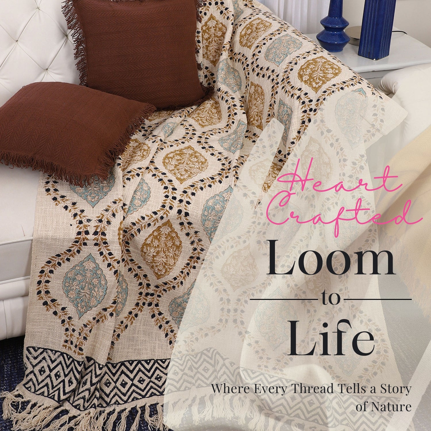 Heritage Medallion Hand Block Printed All-Season Throw