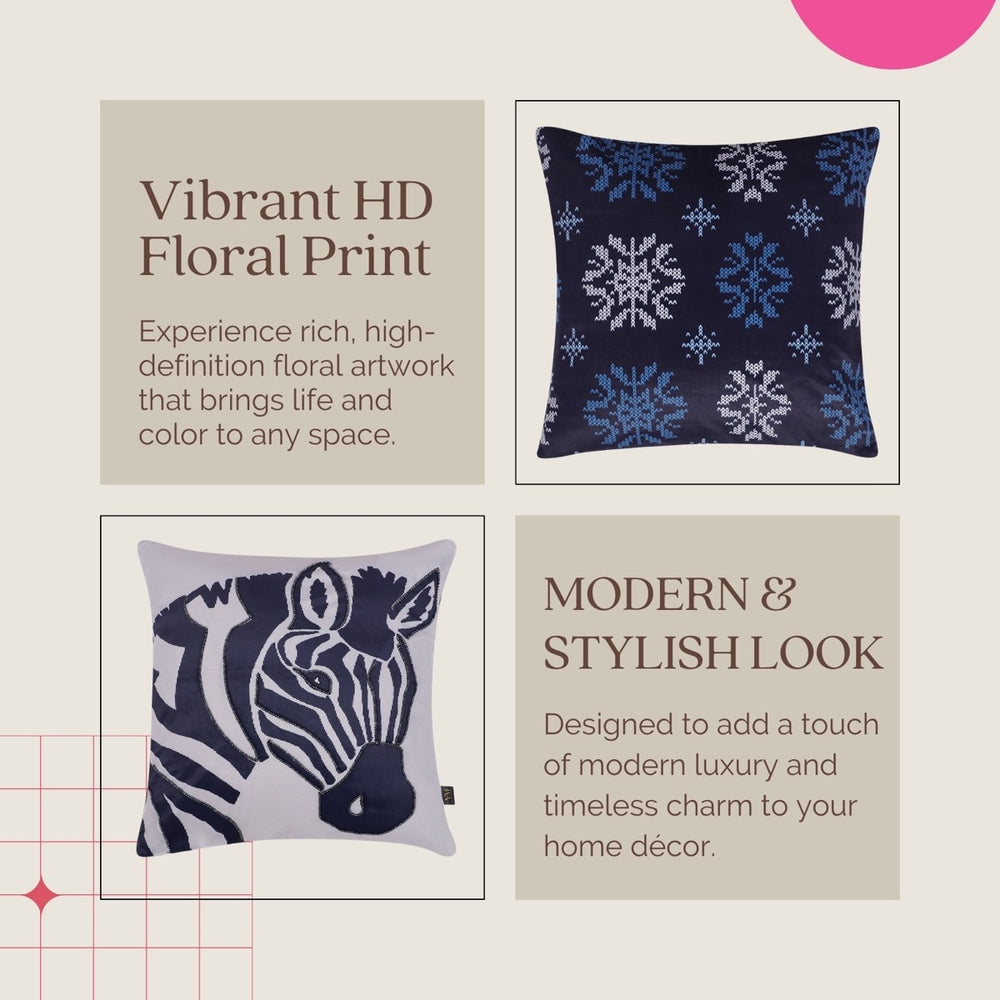 Indigo Safari Hand Embroidered Cushion Cover – Set of 5