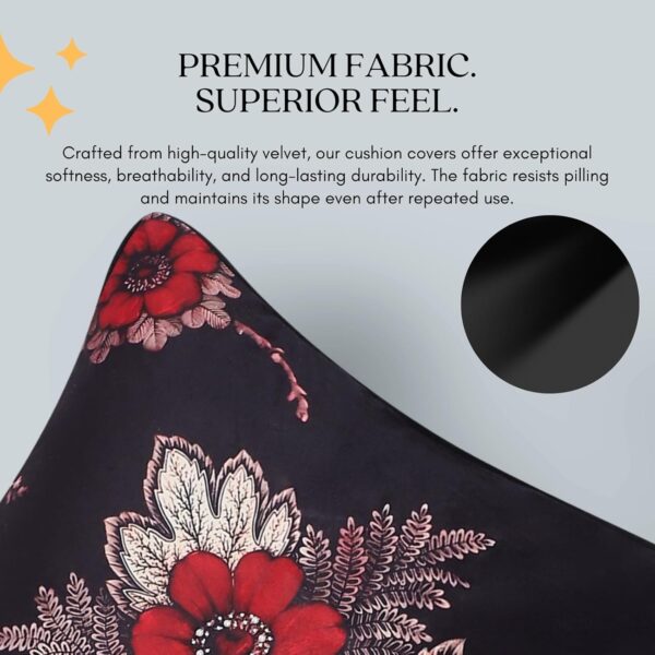 Premium Velvet Cushion Covers Set of 3 – Abstract Floral Square 16×16 Decorative Pillowcases
