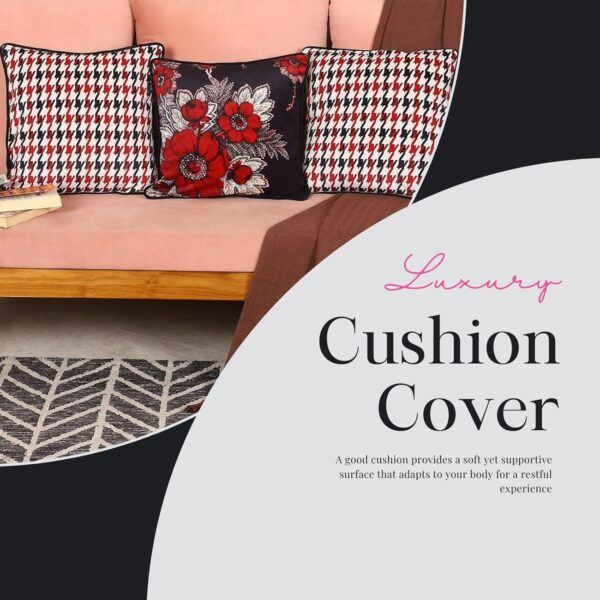 Premium Velvet Cushion Covers Set of 3 – Abstract Floral Square 16×16 Decorative Pillowcases