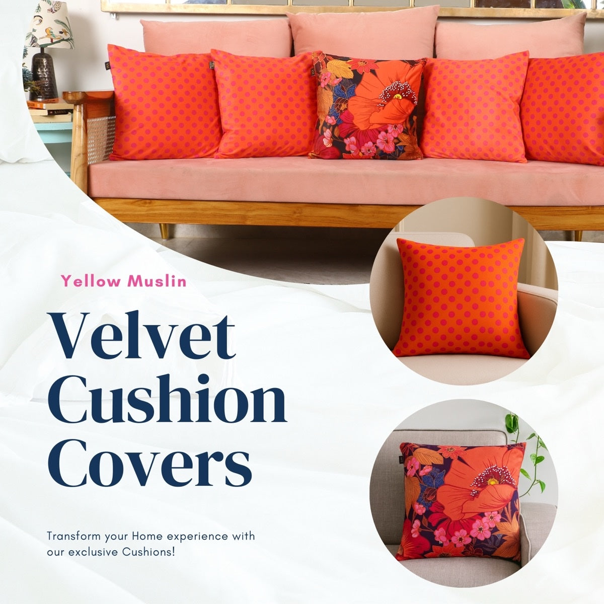 Retro Botanica Hand Embroidered Cushion Covers – Set of 5