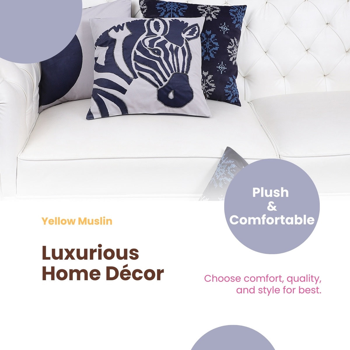 Indigo Safari Hand Embroidered Cushion Cover – Set of 5