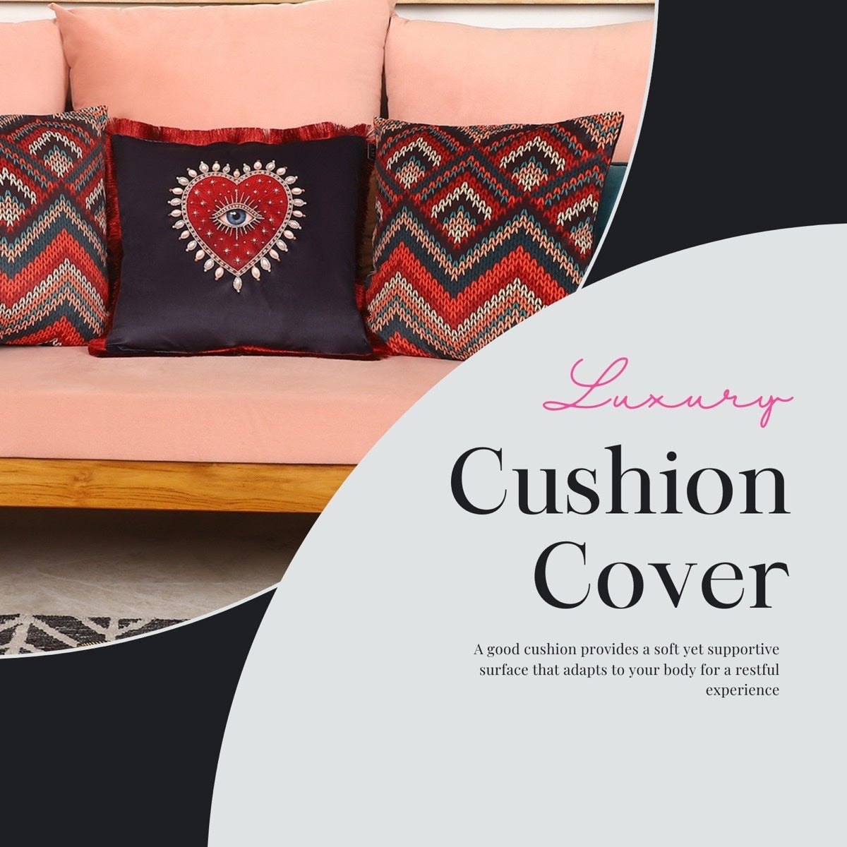 Evil Eye Heritage Velvet Cushion Cover – Set of 3