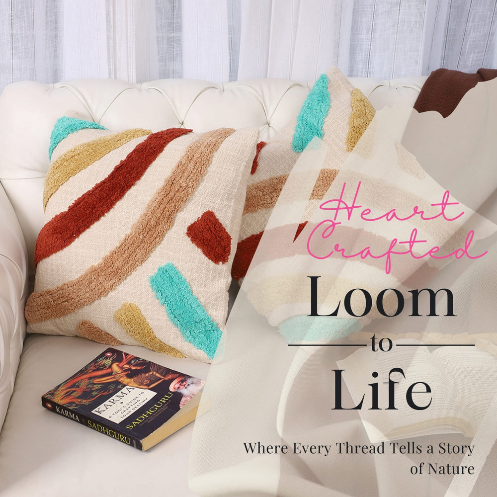 Hand Tufted Cotton Rainbow Cushion Covers – Set of 2