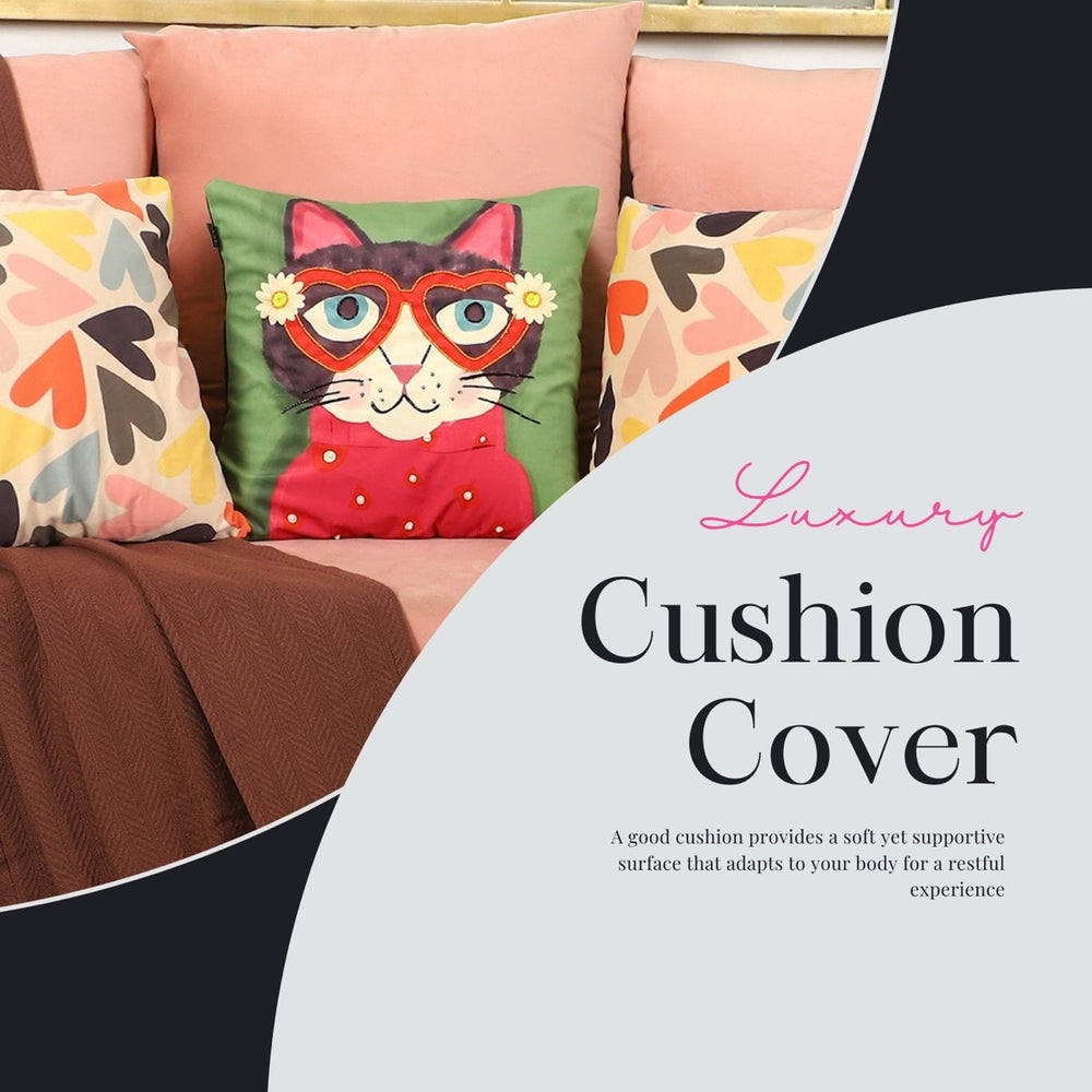 Playful Cat Embroidered Velvet Cushion Covers – Set of 3