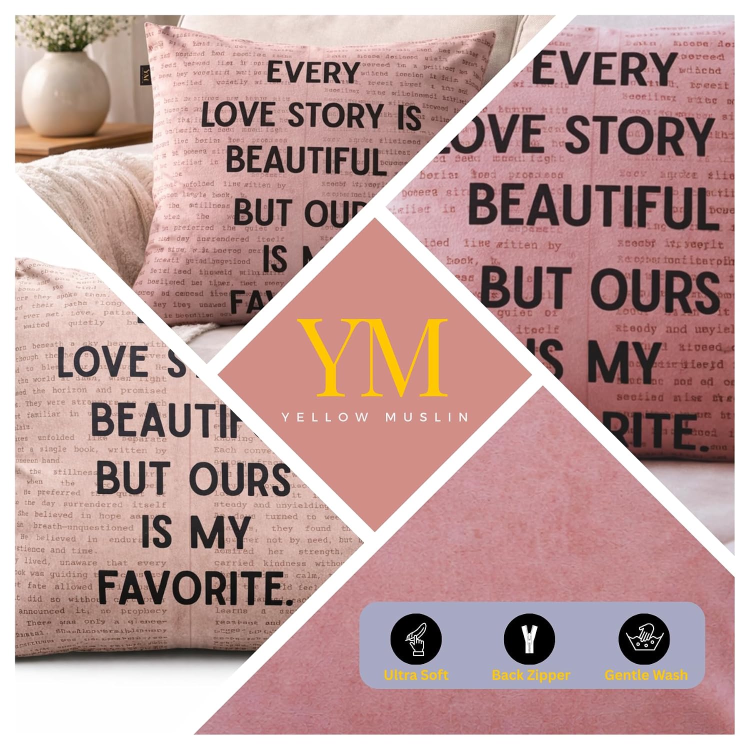 Every Love Story Cushion Cover For Him And Her