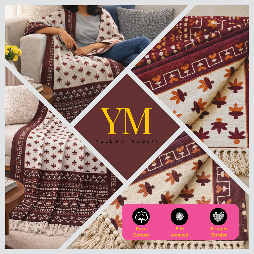 Burgundy Heritage Hand Printed Throw