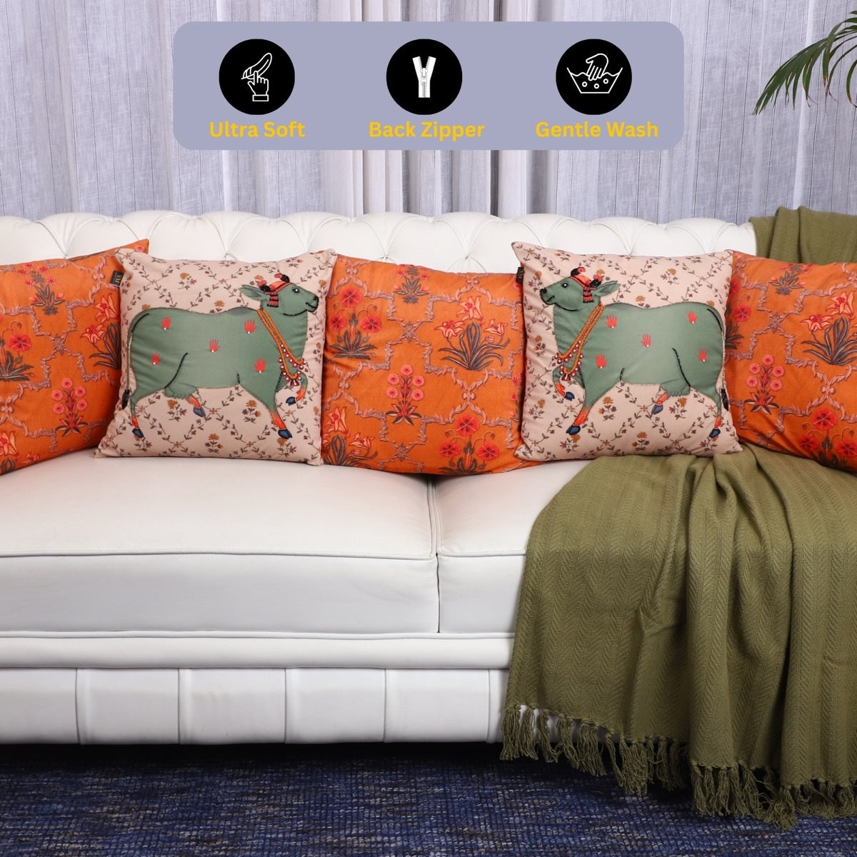 The Nandi Collection – Hand Embroidered Cushion Covers – Set of 5