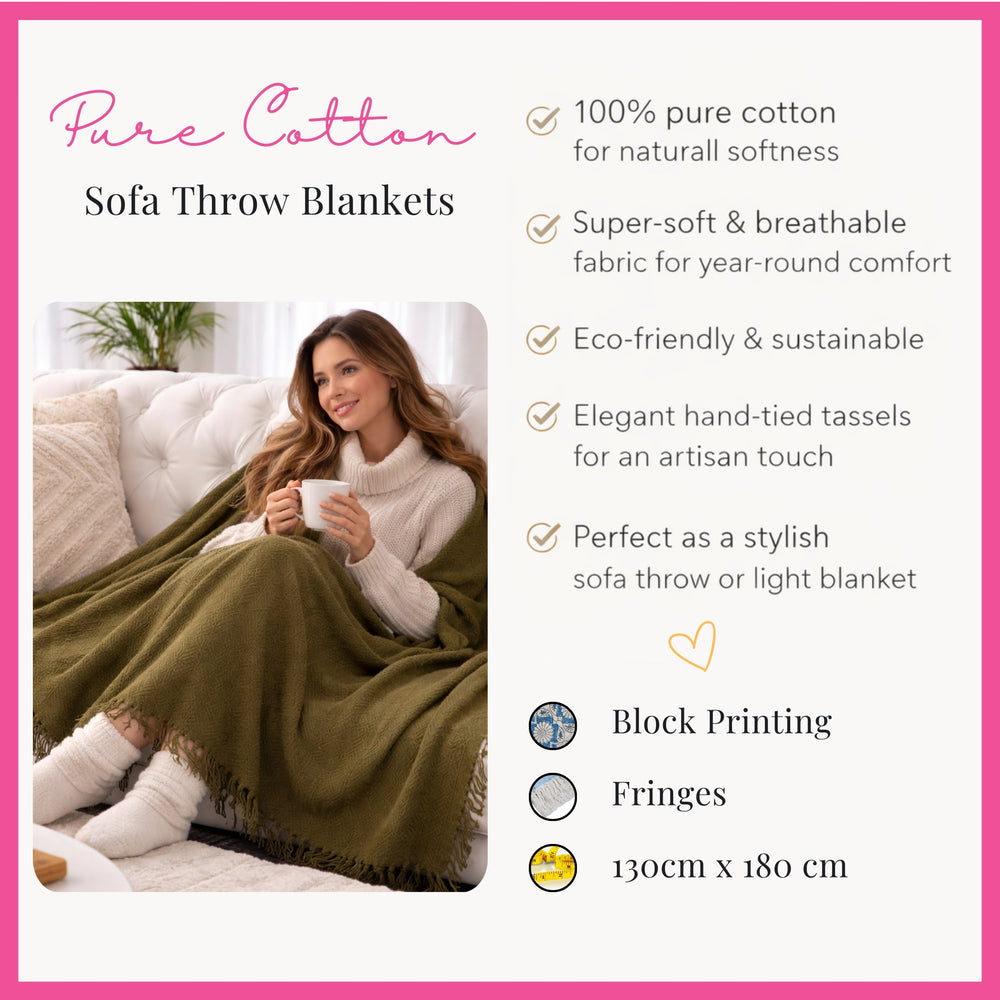 Olive Herringbone Throw