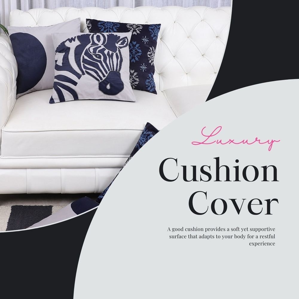 Indigo Safari Hand Embroidered Cushion Cover – Set of 5