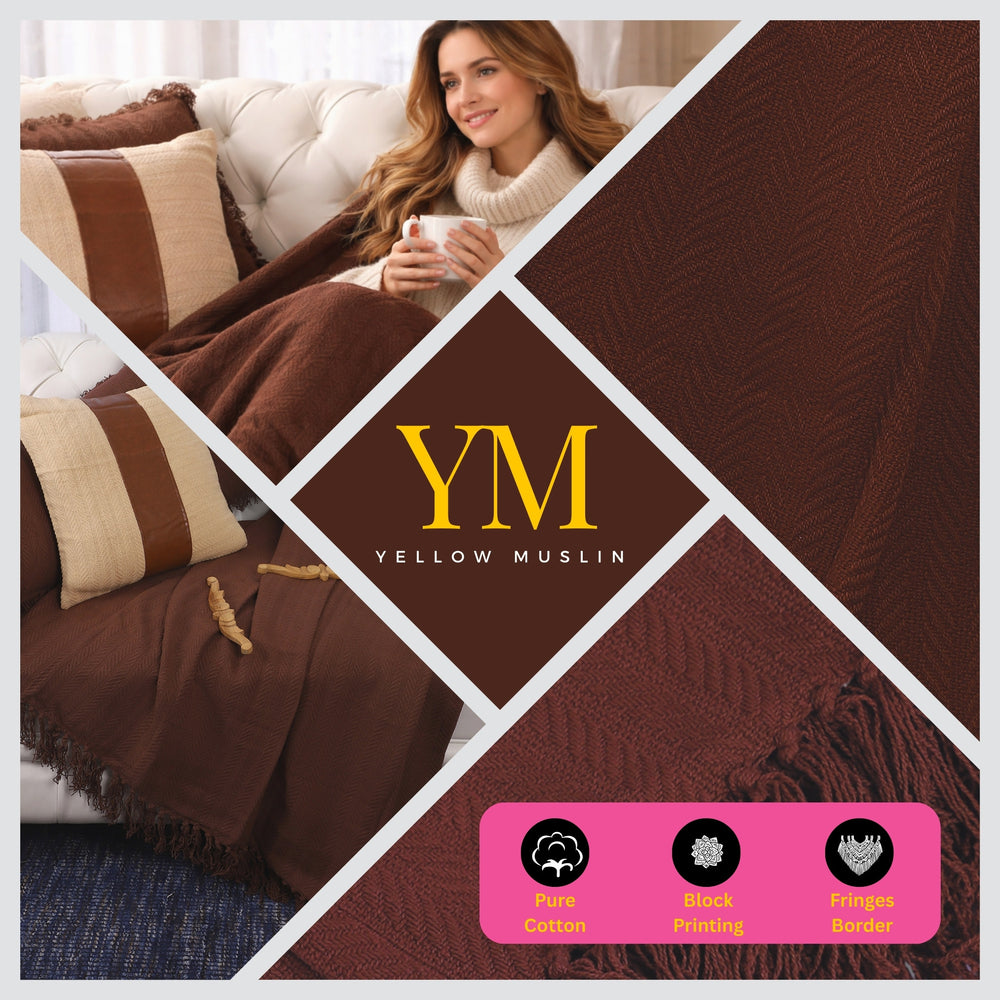 Cocoa Herringbone Throw