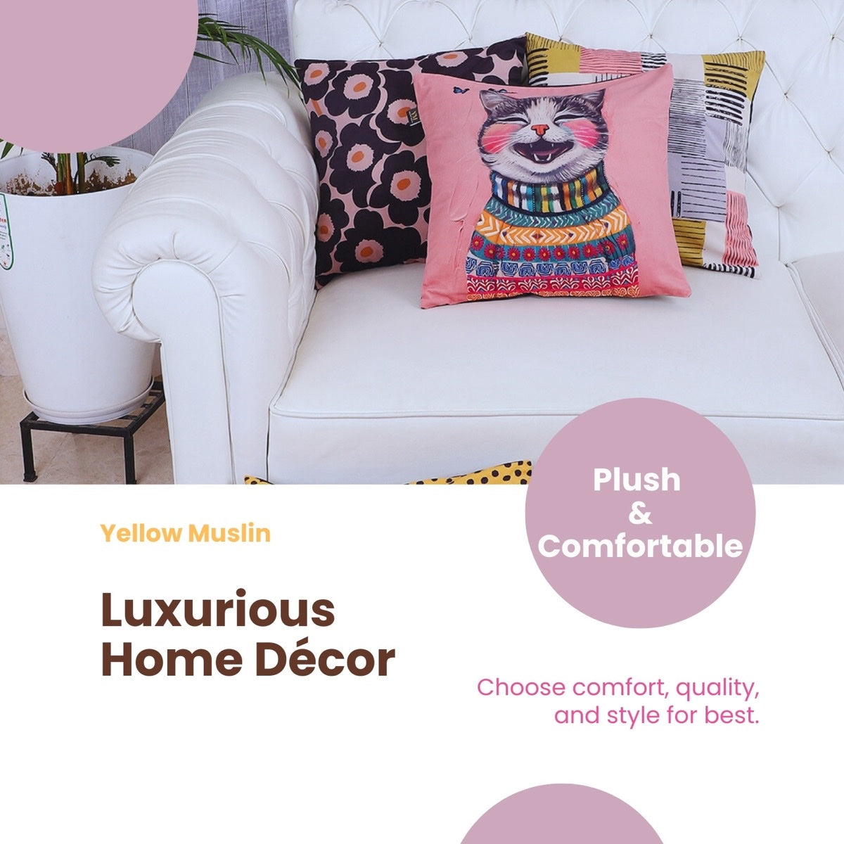 Whimsical Cat & Co. Cushion Covers – Set of 5