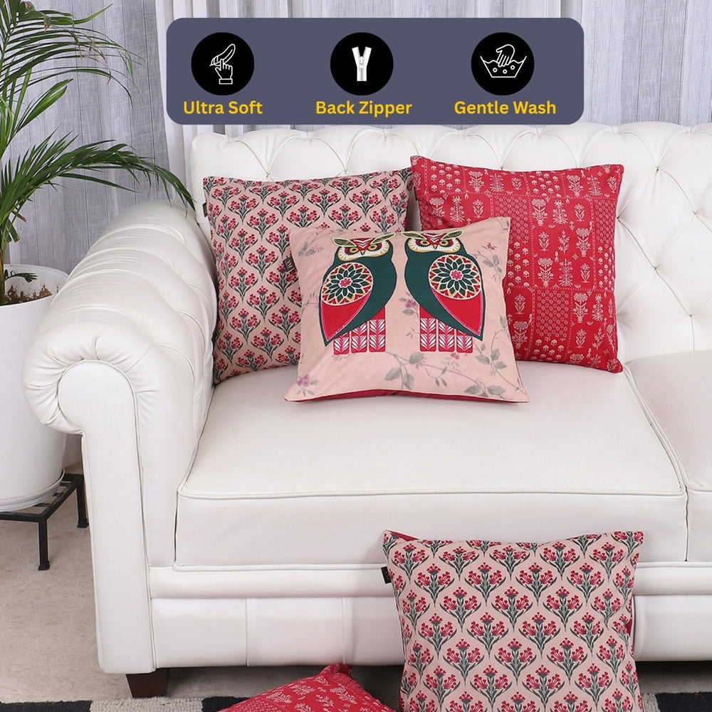 The Heritage Edit – Handcrafted owl Cushion Collection – Set of 5