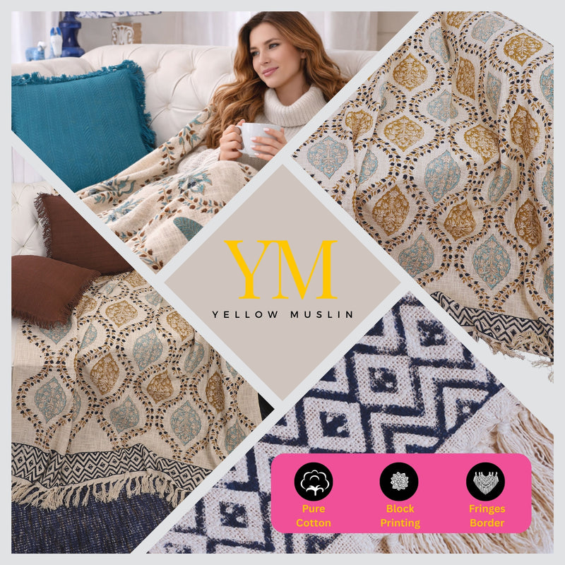 Heritage Medallion Hand Block Printed All-Season Throw